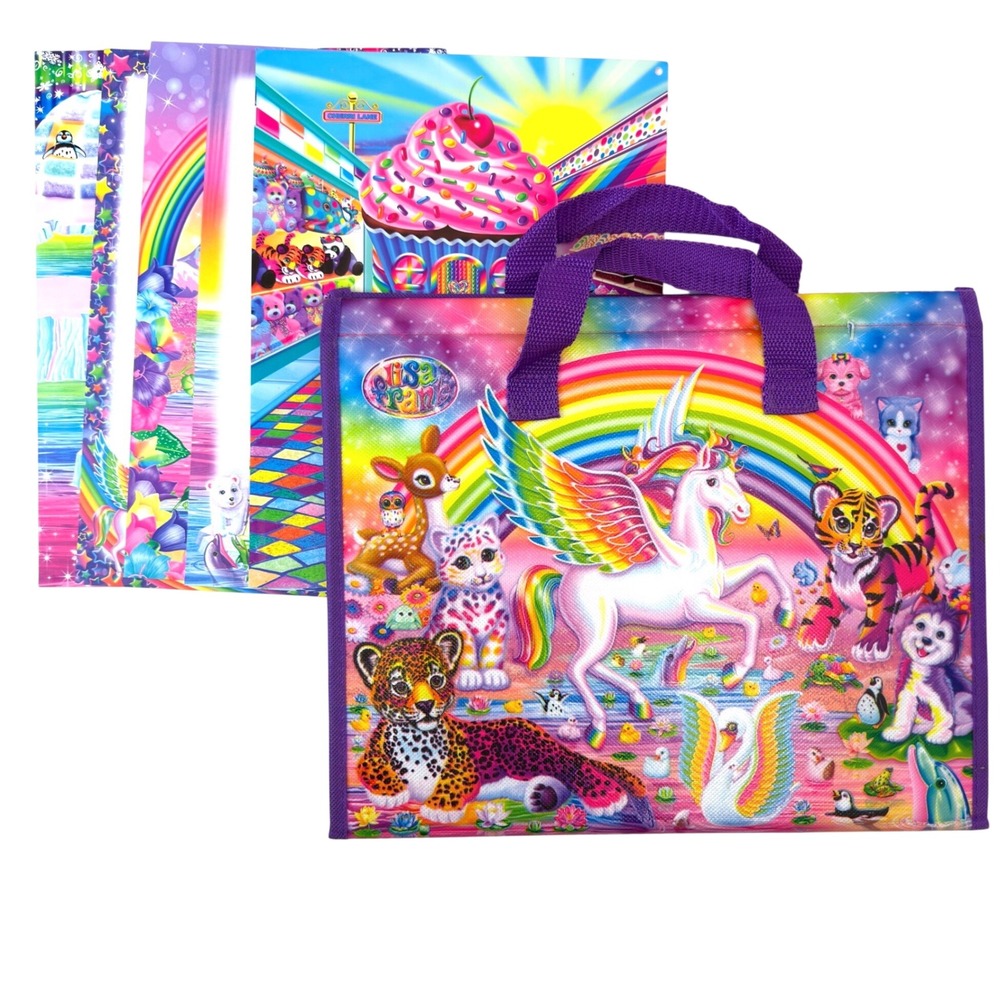 Lisa Frank Trifold Portfolio Organizer SK045 Rainbow Pegasus Leopard 2016